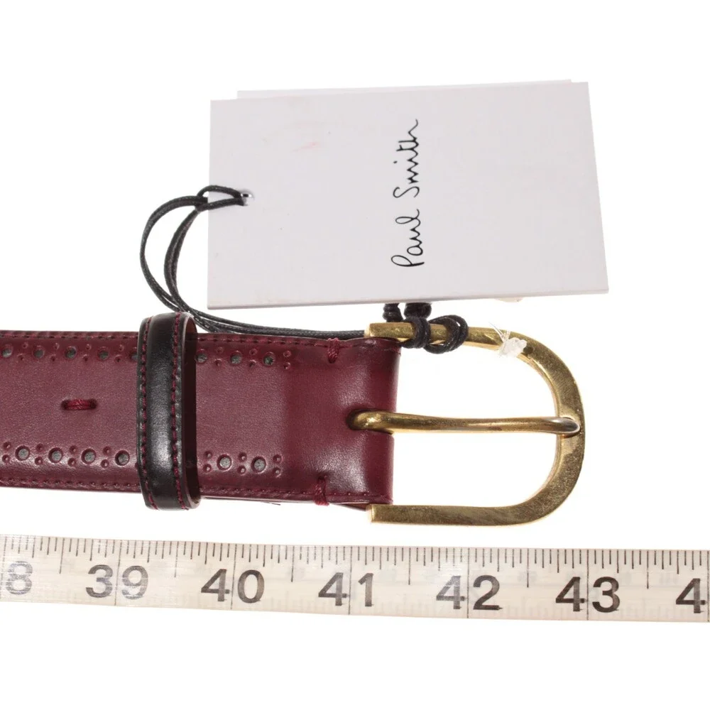 Paul Smith NWT Classic Brogue Belt Size 34 US Red Leather Made in Spain